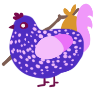 A indigo and lavender chicken with a speckle pattern