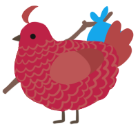 A crimson and red chicken with a lace pattern