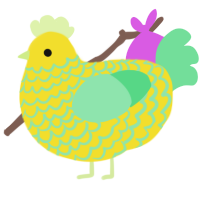 A yellow and spring chicken with a lace pattern