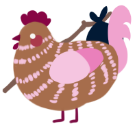 A brown and pink chicken with a bar pattern