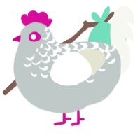 A silver and white chicken with a half-lace pattern