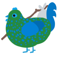A viridian and sapphire chicken with a speckle pattern