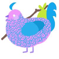 A lavender and sky chicken with a double-lace pattern