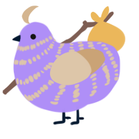 A lilac and beige chicken with a bar pattern