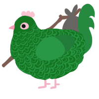 A leaf and viridian chicken with a double-lace pattern