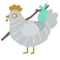 A silver chicken with a bar pattern