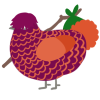 A wine and vermilion chicken with a lace pattern