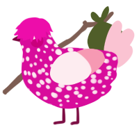A fuchsia and rose chicken with a speckle pattern