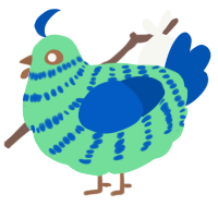 A spring and ultramarine chicken with a bar pattern