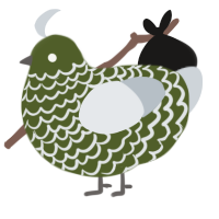 A olive and mist chicken with a lace pattern
