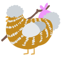 A ochre and mist chicken with a bar pattern