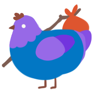 A sapphire and blurple chicken with a head pattern