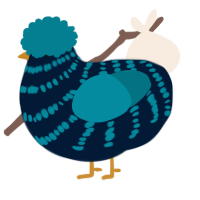 A tumblr and sea chicken with a bar pattern