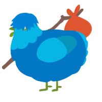 A sapphire and cerulean chicken with a head pattern