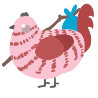 A rose and red chicken with a bar pattern