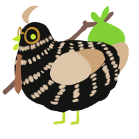 A black and beige chicken with a bar pattern