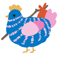 A sapphire and pink chicken with a bar pattern