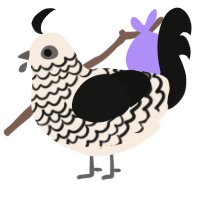 A cream and black chicken with a lace pattern