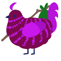 A wine and amethyst chicken with a bar pattern