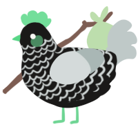 A sable and silver chicken with a lace pattern