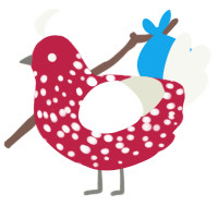 A crimson and white chicken with a speckle pattern