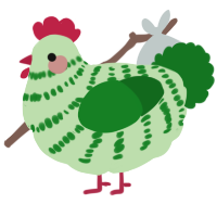 A gluppy and leaf chicken with a bar pattern
