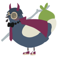A beige and navy chicken