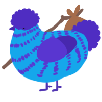 A sky and indigo chicken with a bar pattern