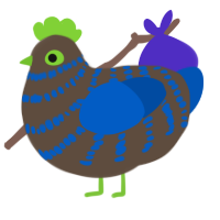 A bark and ultramarine chicken with a bar pattern