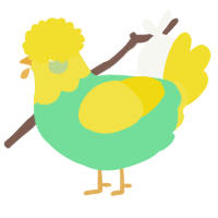 A spring and yellow chicken with a head pattern