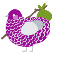 A plum and mist chicken with a lace pattern