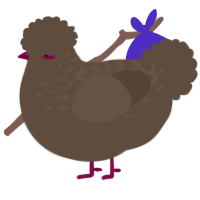 A bark chicken with a half-lace pattern