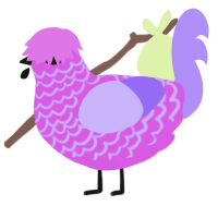 jelly bean, a orchid and lilac chicken with a lace pattern