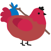 A red and crimson chicken with a head pattern