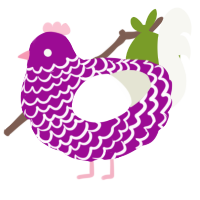 A plum and white chicken with a lace pattern