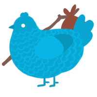A cerulean chicken with a lace pattern
