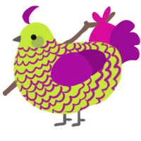 A lime and plum chicken with a lace pattern