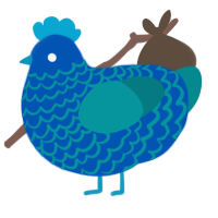 A ultramarine and teal chicken with a lace pattern