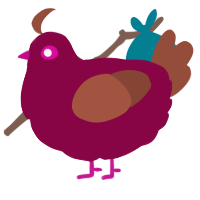 A maroon and russet chicken