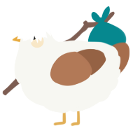 A white and brown chicken
