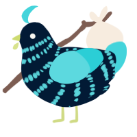 Neo, a tumblr and aqua chicken with a bar pattern