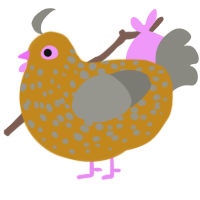 Burnt Grilled Cheese, a ochre and ash chicken with a speckle pattern
