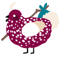 A maroon and cream chicken with a speckle pattern