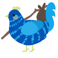 A ultramarine and sky chicken with a bar pattern