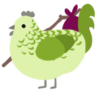 A apple and chartreuse chicken with a half-lace pattern