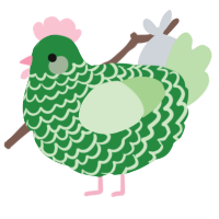 A viridian and gluppy chicken with a lace pattern