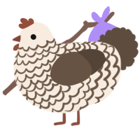 A cream and bark chicken with a lace pattern