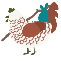 A white and russet chicken with a lace pattern