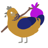 A gold and navy chicken with a neck-band pattern