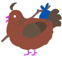 A russet and bark chicken with a neck-band pattern